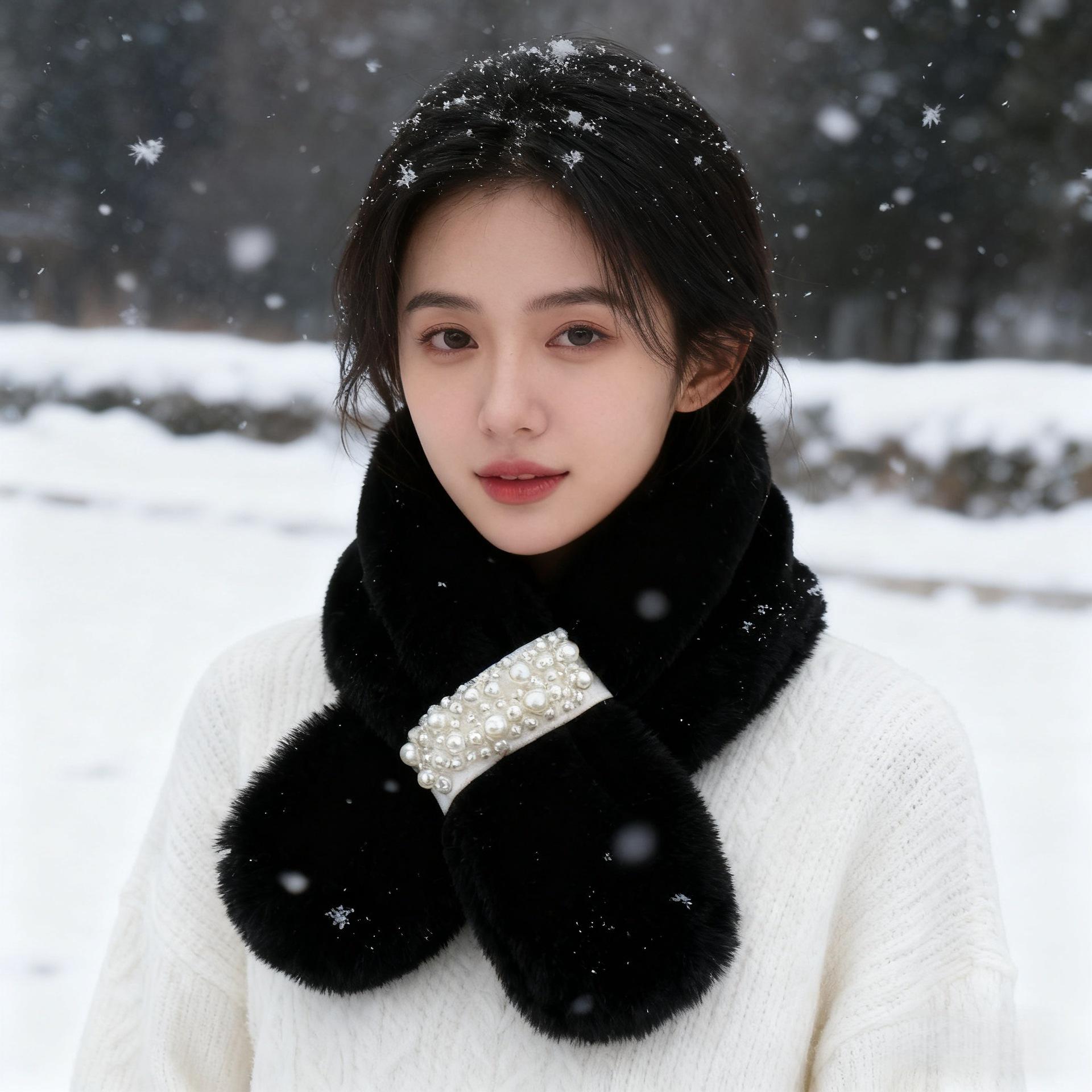 Japanese-Style Autumn/Winter Pearl Plush Neck Warmer: Imitation Mink Fur Scarf for Girls, Thickened Cross Design, Fresh & Sweet
Japanese-Style Autumn/Winter Pearl Plush Neck Warmer: Imitation Mink Fur Scarf for Girls, Thickened Cross Design, Fresh & Sweet