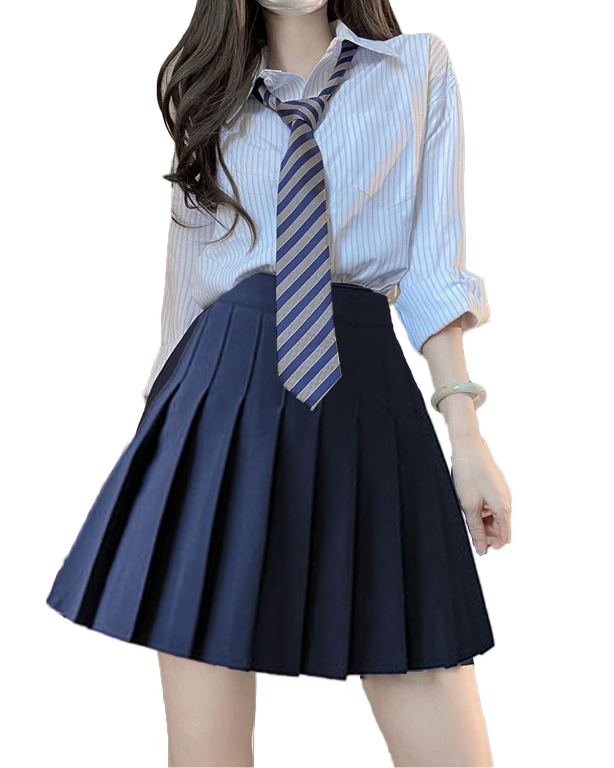 QOOLY 3-Piece Cosplay Uniform Set, JK Skirt, Halloween Costume, School Skirt, Party Outfit, Navy Blue, Size M
QOOLY 3-Piece Cosplay Uniform Set, JK Skirt, Halloween Costume, School Skirt, Party Outfit, Navy Blue, Size M