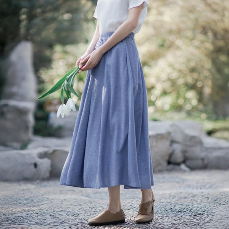 Johnature Women Vintage Skirts Elastic Waist Solid Color Summer Casual Loose Female Skirts One Size синій
Johnature Women Vintage Skirts Elastic Waist Solid Color Summer Casual Loose Female Skirts One Size синій