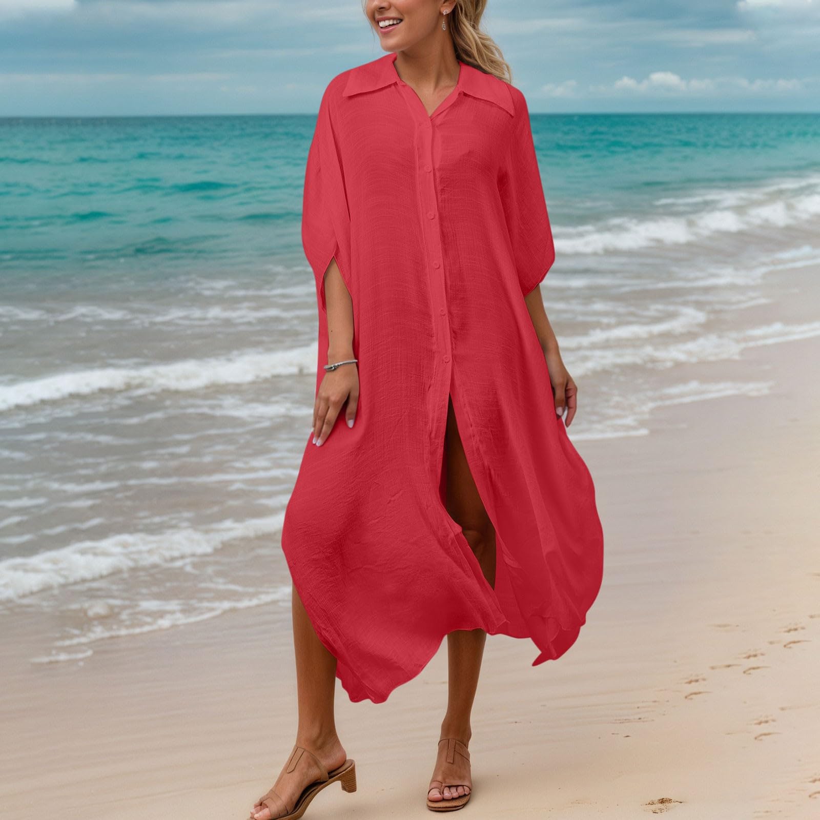 Bathing Suit Cover Up For Women Long Button Down Shirts Casual Beach Dresses Tops Summer Bathing Suit Blouse One Size
Bathing Suit Cover Up For Women Long Button Down Shirts Casual Beach Dresses Tops Summer Bathing Suit Blouse One Size