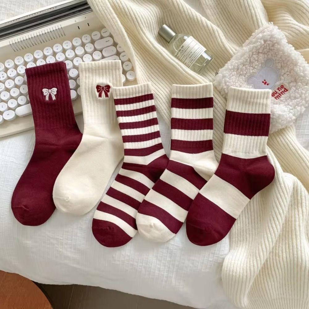 Spring Female Elastic Striped Socks Red Lovely Bow Snow Boot Socks Middle Tube Socks Women Gift E
Spring Female Elastic Striped Socks Red Lovely Bow Snow Boot Socks Middle Tube Socks Women Gift E