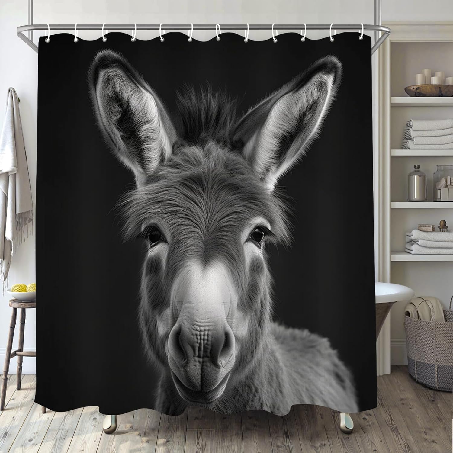Deer Shower Curtain For Bathroom, Black And White Elk Boho Shower Curtain Set, Animal Fabric Modern Waterproof Bathroom Decor W60H190(CM)-1 Pcs
Deer Shower Curtain For Bathroom, Black And White Elk Boho Shower Curtain Set, Animal Fabric Modern Waterproof Bathroom Decor W60H190(CM)-1 Pcs