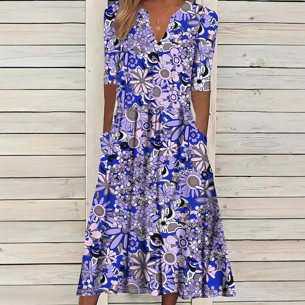 Женское элегантное платье миди свободного кроя с рукавом пять четвертей и V-образным вырезом L синий
Женское элегантное платье миди свободного кроя с рукавом пять четвертей и V-образным вырезом L синий