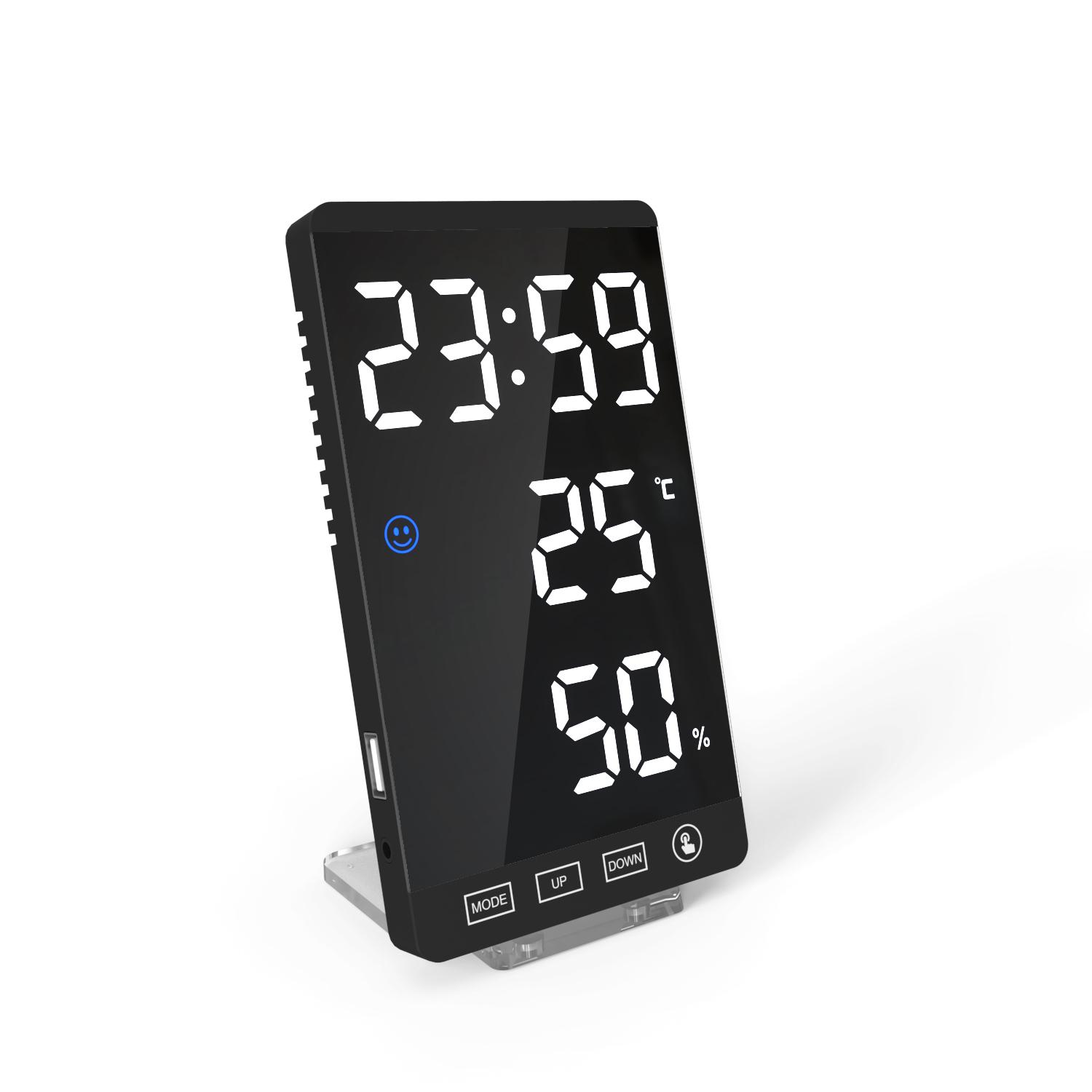 6 Inch Led Mirror Alarm Clock Touch Button Wall Digital Clock Time Temperature Humidity Display Table Clock white character
6 Inch Led Mirror Alarm Clock Touch Button Wall Digital Clock Time Temperature Humidity Display Table Clock white character