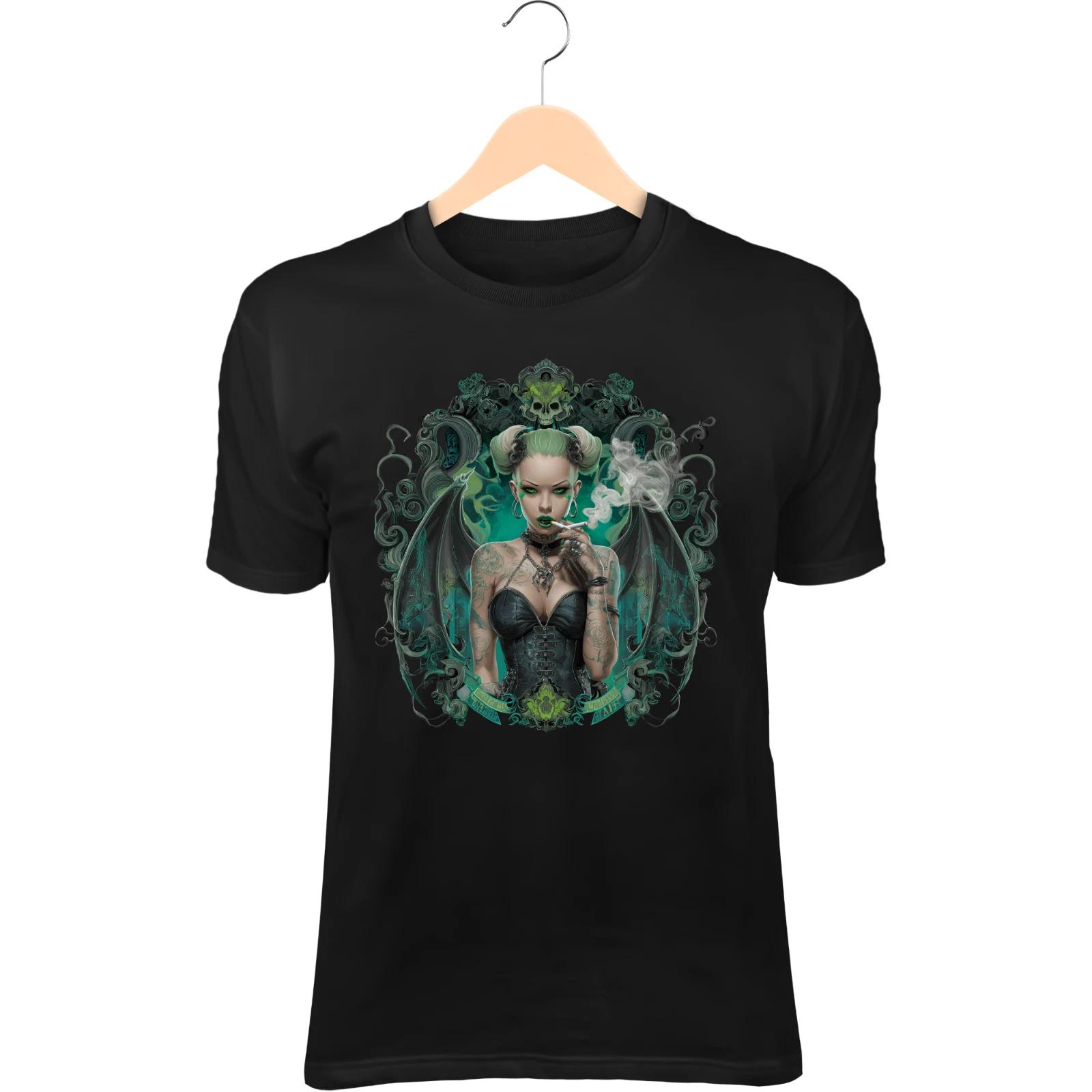 Skull-Faced Punk Girl T-Shirt – Green Eyes, Leather Corset, Bat Wings L
Skull-Faced Punk Girl T-Shirt – Green Eyes, Leather Corset, Bat Wings L
