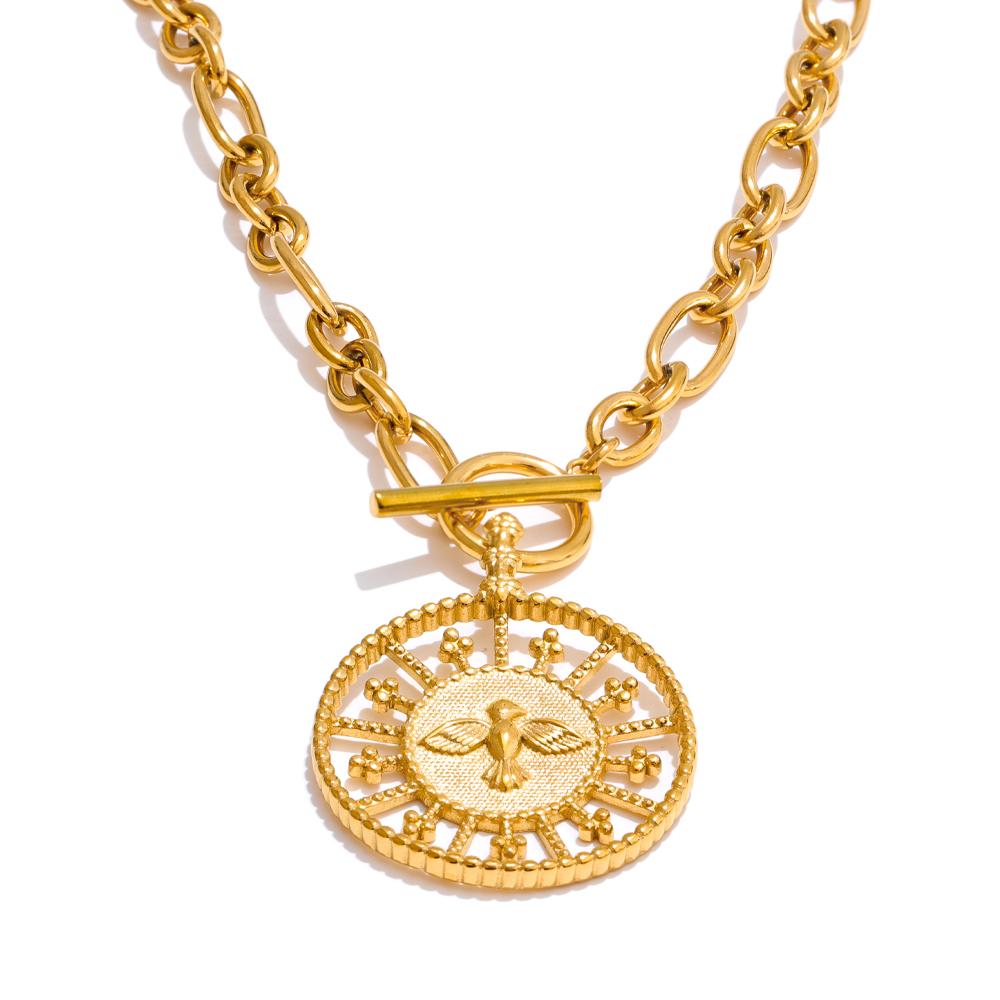 Yhpup Fashion 18K Gold Color Plated Stainless Steel Vintage Round Pendant Necklace Waterproof Personalized Modern Jewellery 2025
Yhpup Fashion 18K Gold Color Plated Stainless Steel Vintage Round Pendant Necklace Waterproof Personalized Modern Jewellery 2025