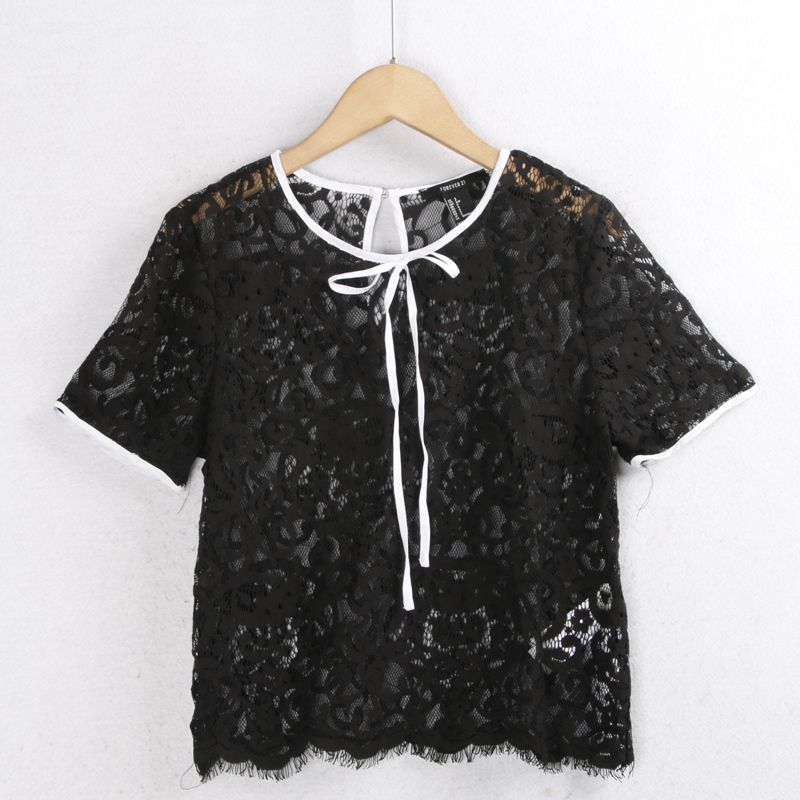 3585 Рубашка с кружевом с вырезами Летний пуловер с круглым вырезом Завязанный Короткий Черный Приталенный Универсальный Свободный Топ Экспортный Хвост Одинарный Black L
3585 Рубашка с кружевом с вырезами Летний пуловер с круглым вырезом Завязанный Короткий Черный Приталенный Универсальный Свободный Топ Экспортный Хвост Одинарный Black L