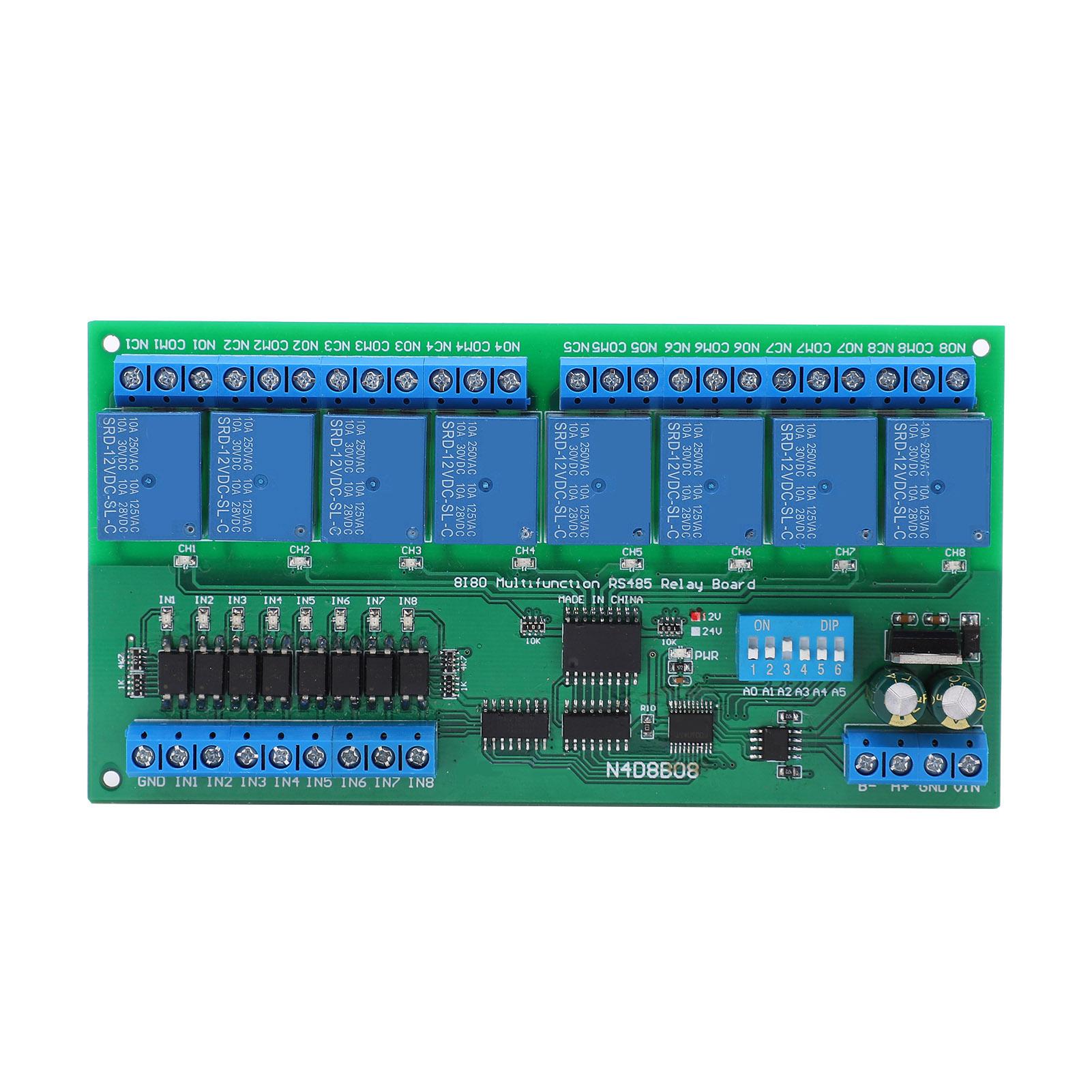 RS485 Relay Module 8 Input 8 Output DIN35 Rail Box PLC Expansion Board Components N4D8B08R 12V
RS485 Relay Module 8 Input 8 Output DIN35 Rail Box PLC Expansion Board Components N4D8B08R 12V