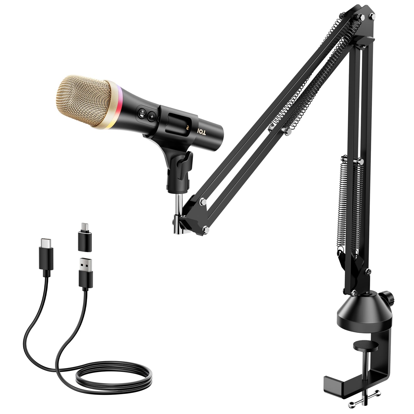 TONOR C dynamic microphone for PC is the perfect microphone for live A boom arm is also included and has a quick mute The color is black USB/Type
TONOR C dynamic microphone for PC is the perfect microphone for live A boom arm is also included and has a quick mute The color is black USB/Type