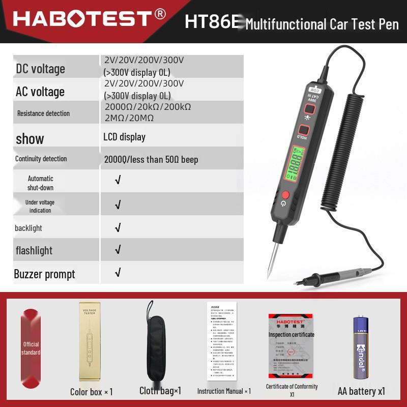 HABOTEST HT86A/HT86B Автомобильный тестовый и ремонтный маркер для цепей
HABOTEST HT86A/HT86B Автомобильный тестовый и ремонтный маркер для цепей
