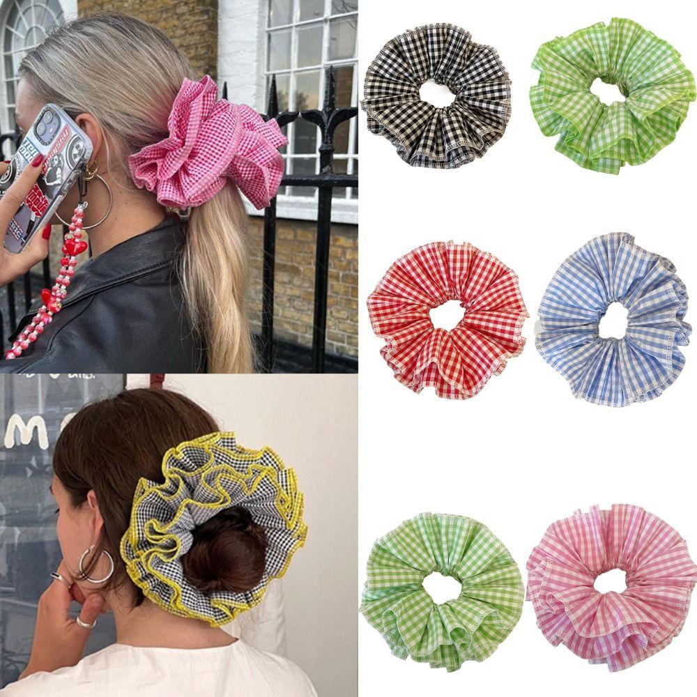 Клетчатый темперамент Лолита Кружево Лента для волос Веревка для волос Ins Scrunchies 
Клетчатый темперамент Лолита Кружево Лента для волос Веревка для волос Ins Scrunchies