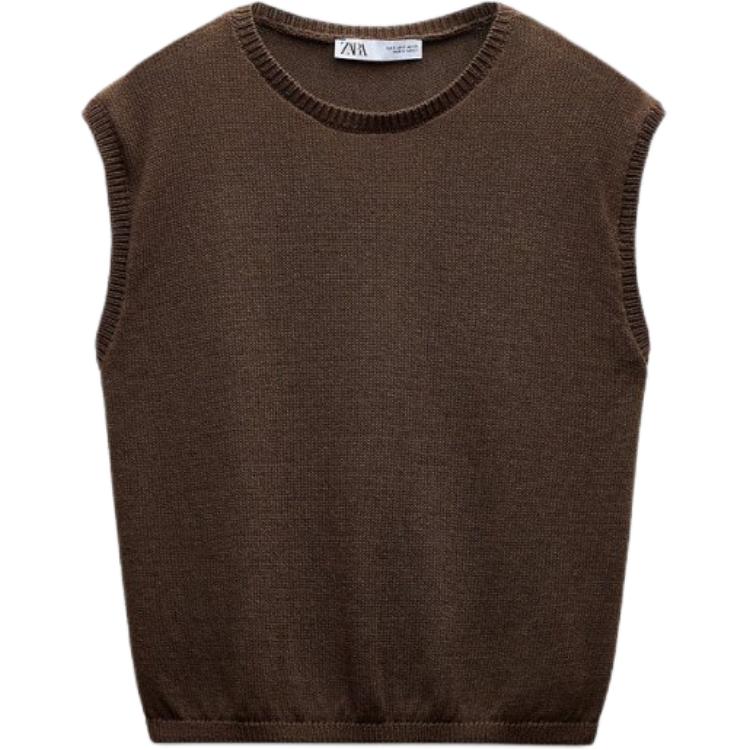 Zara Solid Color Round Neck Simple Knit Sleeveless Sweater Women tops Brown 6771114-717 S
Zara Solid Color Round Neck Simple Knit Sleeveless Sweater Women tops Brown 6771114-717 S