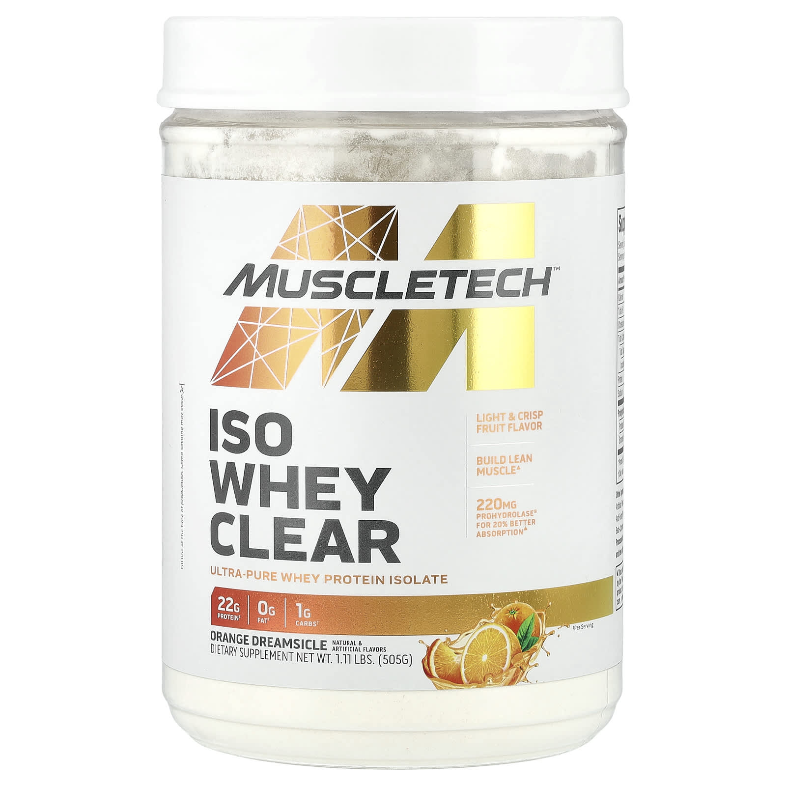 Iso Whey Clear, Ultra Pure Protein Isolate, Orange Dreamsicle, 505G (1.11Lb)
Iso Whey Clear, Ultra Pure Protein Isolate, Orange Dreamsicle, 505G (1.11Lb)