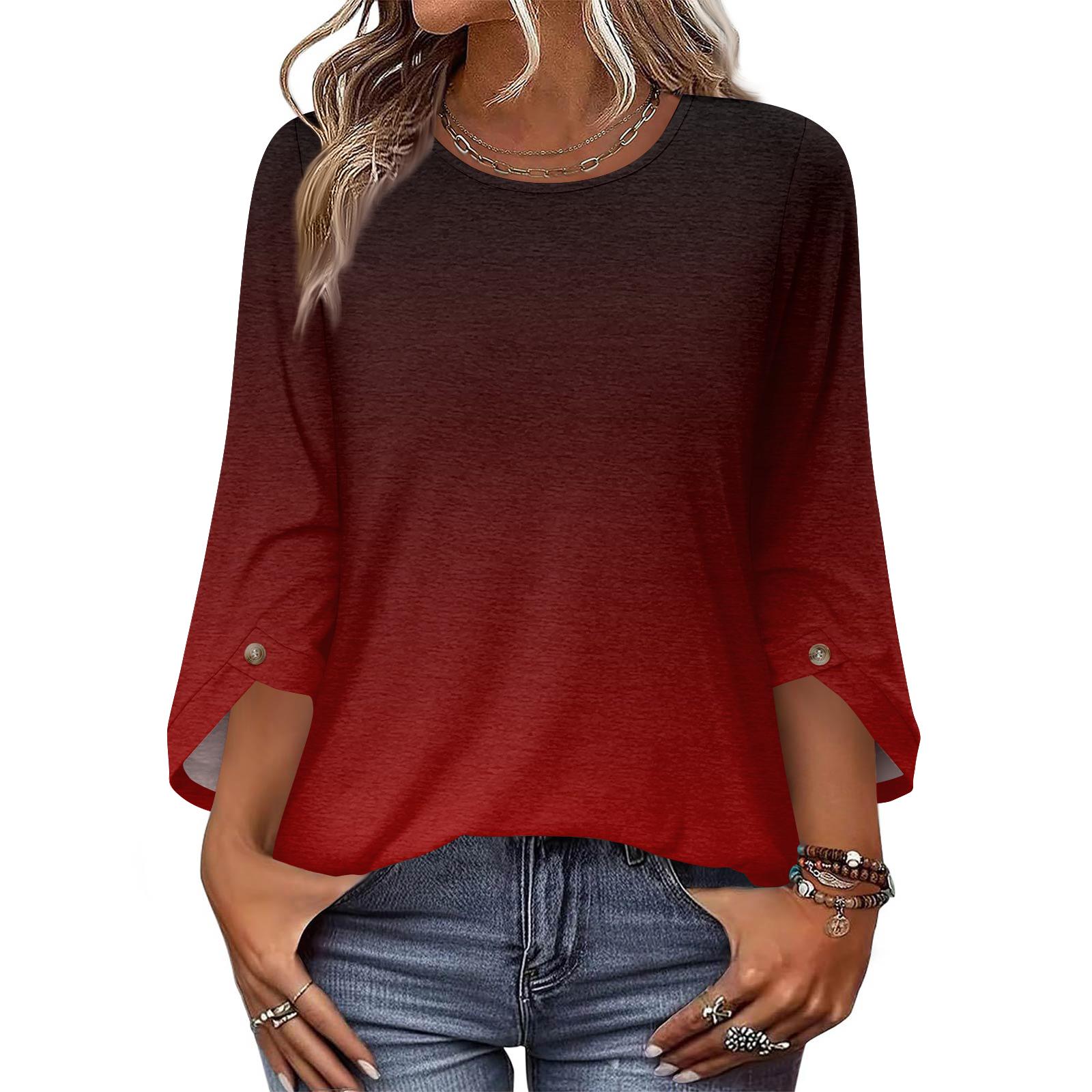 Women 34 Sleeve Crew Neck Pullover Top with Gradient Print Loose Fit Casual Tunic Lightweight Blouse for Daily Wear S
Women 34 Sleeve Crew Neck Pullover Top with Gradient Print Loose Fit Casual Tunic Lightweight Blouse for Daily Wear S