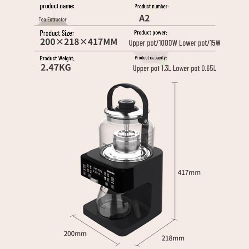 Automatic Tea Maker with Heat Preservation, Constant Temperature, Spray Brewing & Water Refill - 1.3L A6 Essence Extraction
Automatic Tea Maker with Heat Preservation, Constant Temperature, Spray Brewing & Water Refill - 1.3L A6 Essence Extraction