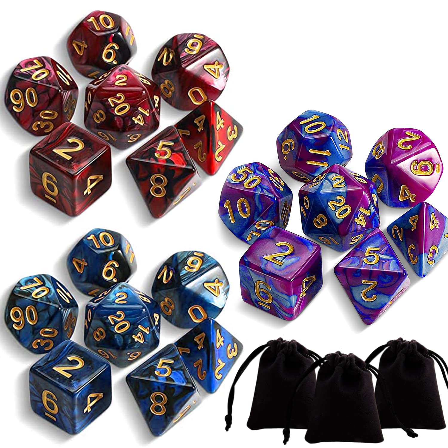 HUAZONTOM Dice Набор из 21 многогранной игровой кости 3 цвета 20 мм D20 D12 D10 D8 D6 D4 Настольная карточная игра TRPG MTG настольная игра сумка для хранения в комплекте синий фиолетовый
HUAZONTOM Dice Набор из 21 многогранной игровой кости 3 цвета 20 мм D20 D12 D10 D8 D6 D4 Настольная карточная игра TRPG MTG настольная игра сумка для хранения в комплекте синий фиолетовый