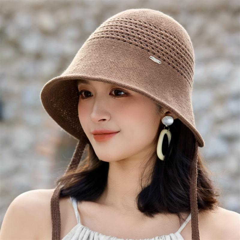 Летняя вязаная шляпа-панама, высококачественная шляпа от солнца, дышащая солнцезащитная шляпа, универсальная шляпа-панама со шнуровкой one size fits all темно-коричневого