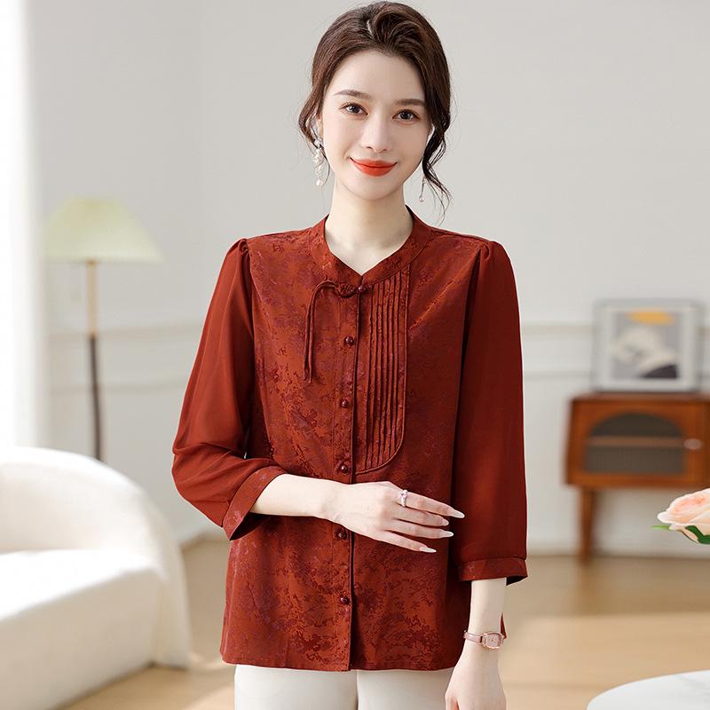 Chinese Style Mid-Sleeve Shirt: Stylish Spring/Summer Top for Middle-Aged & Elderly Women. 2XL (110-120 jin) оранжевый/красный
Chinese Style Mid-Sleeve Shirt: Stylish Spring/Summer Top for Middle-Aged & Elderly Women. 2XL (110-120 jin) оранжевый/красный