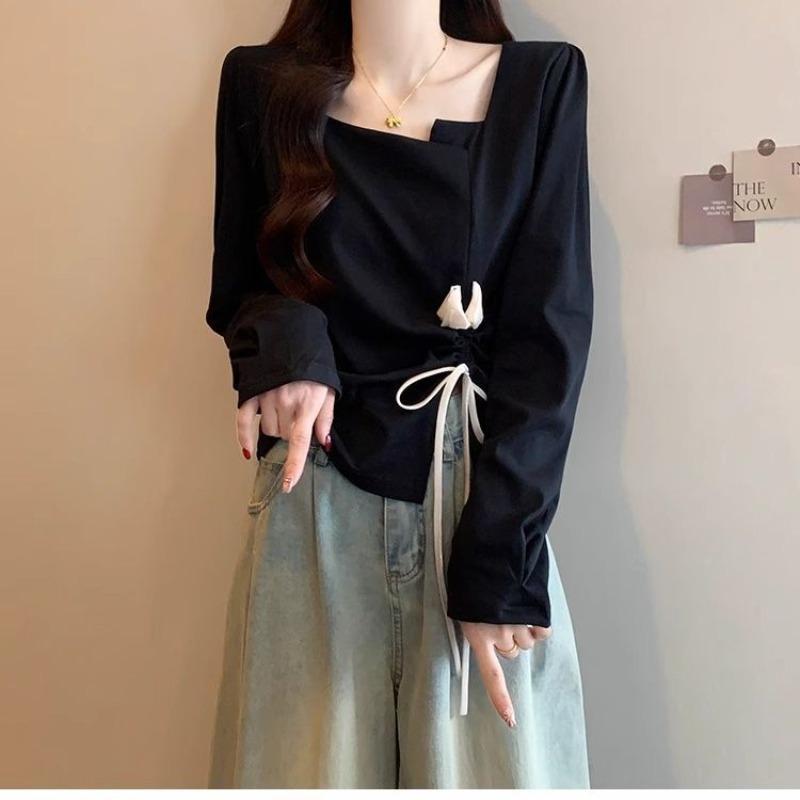 Designed Smocked Square Neck Long-sleeved T-shirt Plus Size Women s Spring and Autumn Bottoming Shirt Top L чорний
Designed Smocked Square Neck Long-sleeved T-shirt Plus Size Women s Spring and Autumn Bottoming Shirt Top L чорний