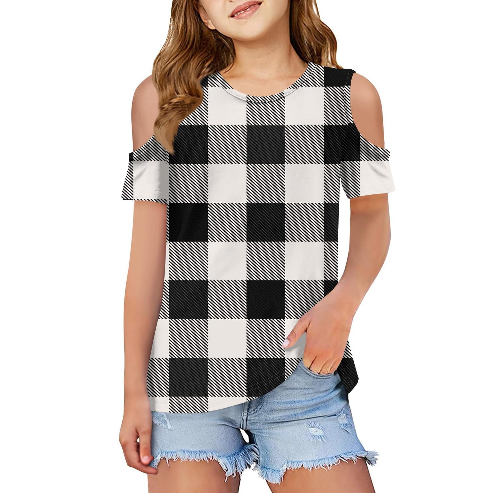 Летняя детская модная футболка с открытыми плечами и круглым вырезом в клетку 100 чёрный
Летняя детская модная футболка с открытыми плечами и круглым вырезом в клетку 100 чёрный