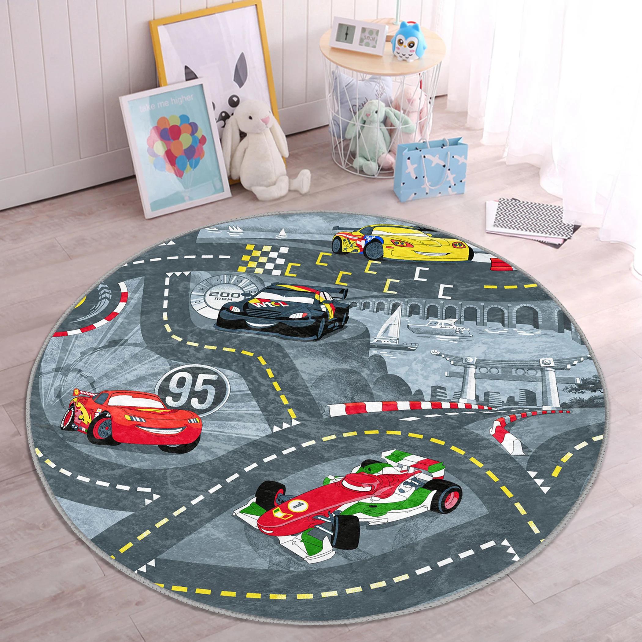 Cars Nursery Rug Cartoon Playmat for Kids Room Race Toddler Round Carpet Track Non Slip Activity Rug Formula Playroom Rug 60cmx60cm
Cars Nursery Rug Cartoon Playmat for Kids Room Race Toddler Round Carpet Track Non Slip Activity Rug Formula Playroom Rug 60cmx60cm