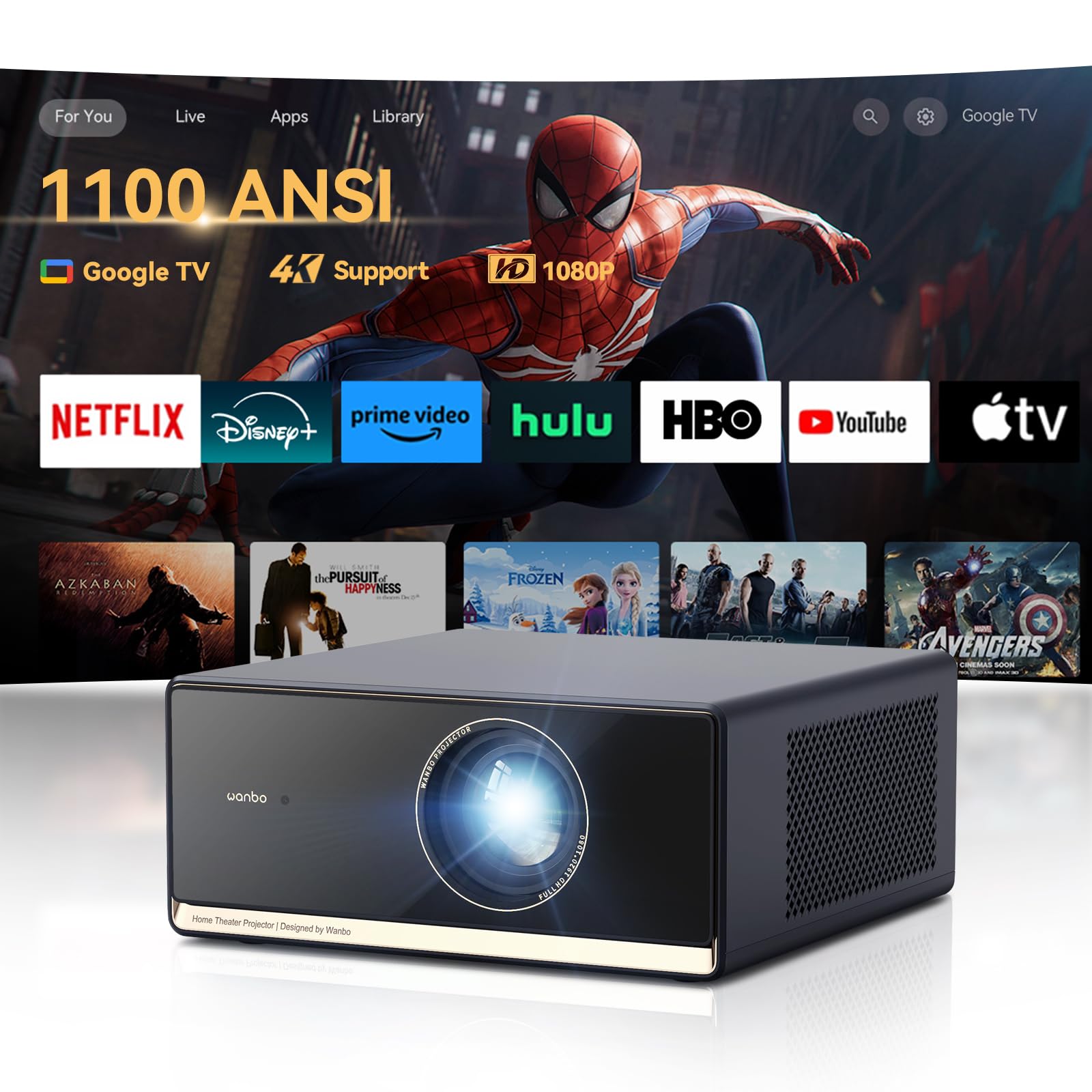 із проектором Супер яскравий 4K Compatible Full HD Коефіцієнт проекції 26 дБ Безшумні програми Голосове керування Стеля Компактний 5G WiFi Миттєвий Bluetooth Chromecast
із проектором Супер яскравий 4K Compatible Full HD Коефіцієнт проекції 26 дБ Безшумні програми Голосове керування Стеля Компактний 5G WiFi Миттєвий Bluetooth Chromecast