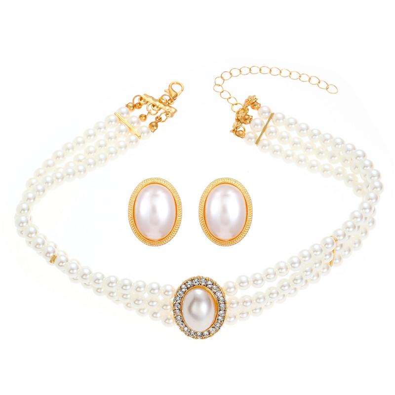 Retro 2Pcs/Set MultiLayer Imitation Pearl Chain Necklace Stud Earrings Women Elegant Wedding Banquet Jewelry Suit
Retro 2Pcs/Set MultiLayer Imitation Pearl Chain Necklace Stud Earrings Women Elegant Wedding Banquet Jewelry Suit