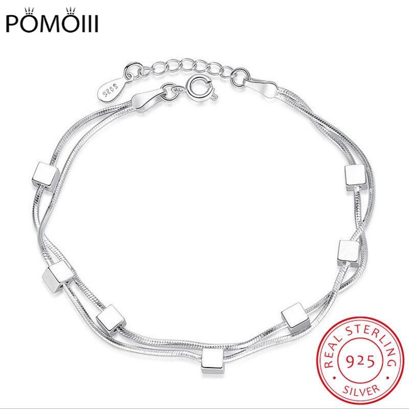 925 Sterling Silver Bracelet Square Box Star Double Chain Adjustable Bracelet Anklet For Women Pulseira S-b167
925 Sterling Silver Bracelet Square Box Star Double Chain Adjustable Bracelet Anklet For Women Pulseira S-b167