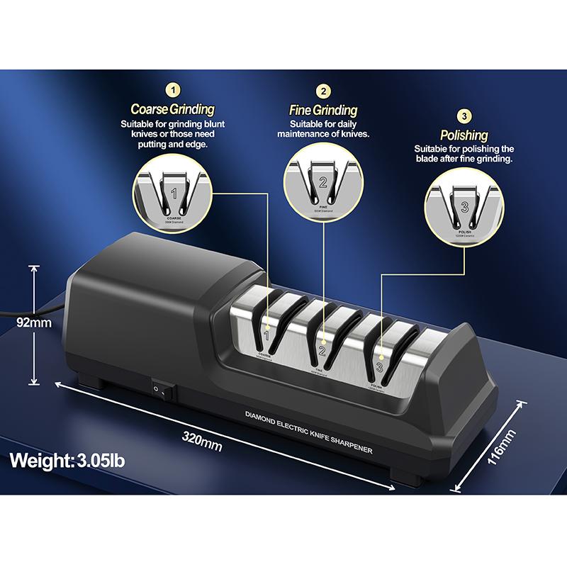 H1231 Home Electric Knife Sharpener, Kitchen Knife Sharpening System, Multifunctional Tool For Quickly Sharpening Dull Knives EU PLUG
H1231 Home Electric Knife Sharpener, Kitchen Knife Sharpening System, Multifunctional Tool For Quickly Sharpening Dull Knives EU PLUG
