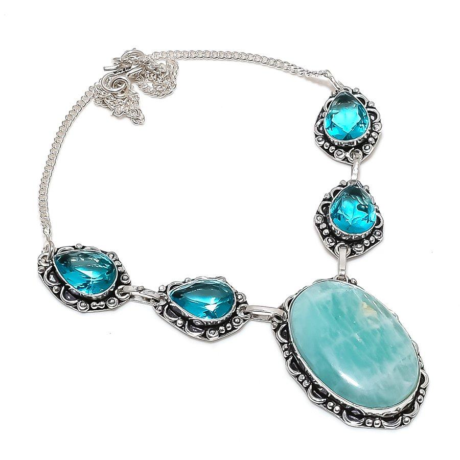 Natural Amazonite, Topaz Gemstone 925 Sterling Silver Jewelry Necklace 18 k5k42
Natural Amazonite, Topaz Gemstone 925 Sterling Silver Jewelry Necklace 18 k5k42