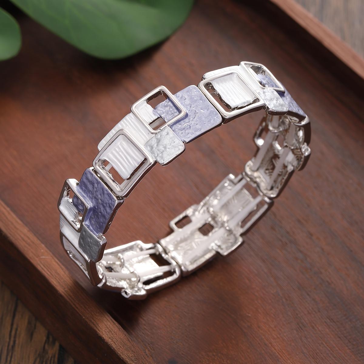 1pc Geometric Square Hollow Purple Bracelet, Zinc Alloy Enamel Punk Style - Elastic Daily Gift for Men Women Valentine s Purple
1pc Geometric Square Hollow Purple Bracelet, Zinc Alloy Enamel Punk Style - Elastic Daily Gift for Men Women Valentine s Purple