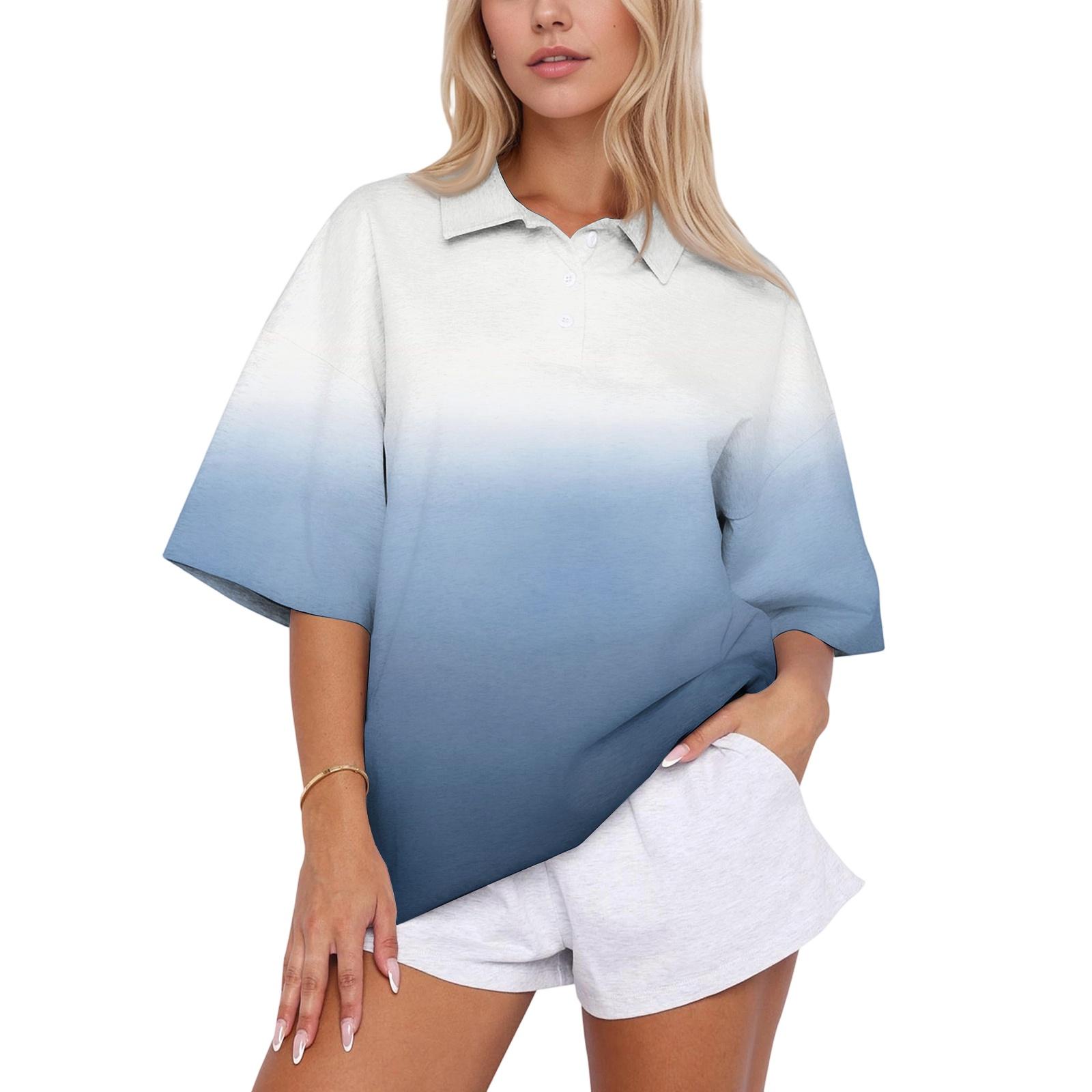 Women Fashion Casual Polo Collar Loose Fit Short Sleeve Top Gradient Print Pullover Lightweight Comfortable Shirt for Daily Wear L білий
Women Fashion Casual Polo Collar Loose Fit Short Sleeve Top Gradient Print Pullover Lightweight Comfortable Shirt for Daily Wear L білий