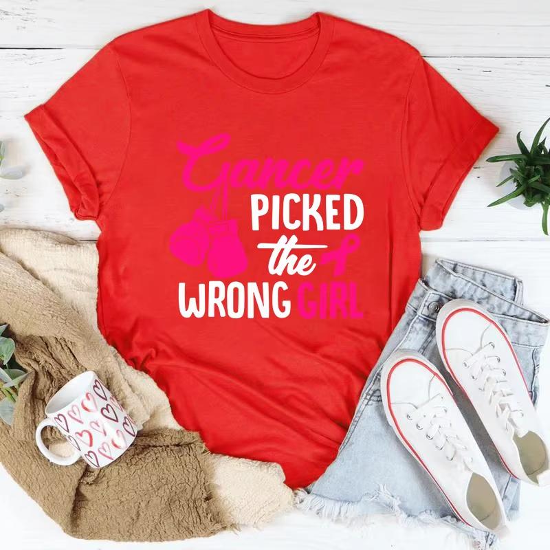 Breast Cancer Cancer Picked The Wrong Girl Printing TShirt Fashion Short Sleeve Summer Cool Hip Hop Top Tee 4XL
Breast Cancer Cancer Picked The Wrong Girl Printing TShirt Fashion Short Sleeve Summer Cool Hip Hop Top Tee 4XL