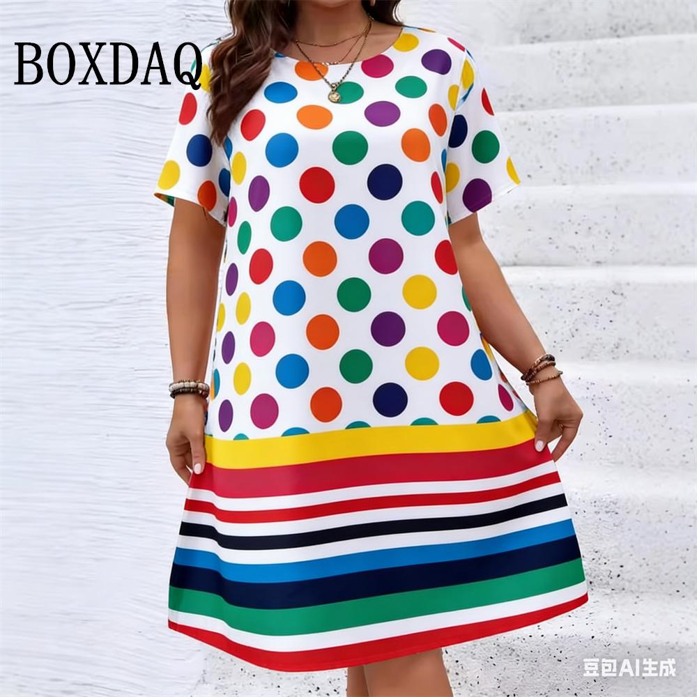 Elegant Fashion Polka Dot Striped Print Women S Dresses Summer Plus Size Short Sleeve Loose Dress Casual O-Neck Woman s Clothing S
Elegant Fashion Polka Dot Striped Print Women S Dresses Summer Plus Size Short Sleeve Loose Dress Casual O-Neck Woman s Clothing S