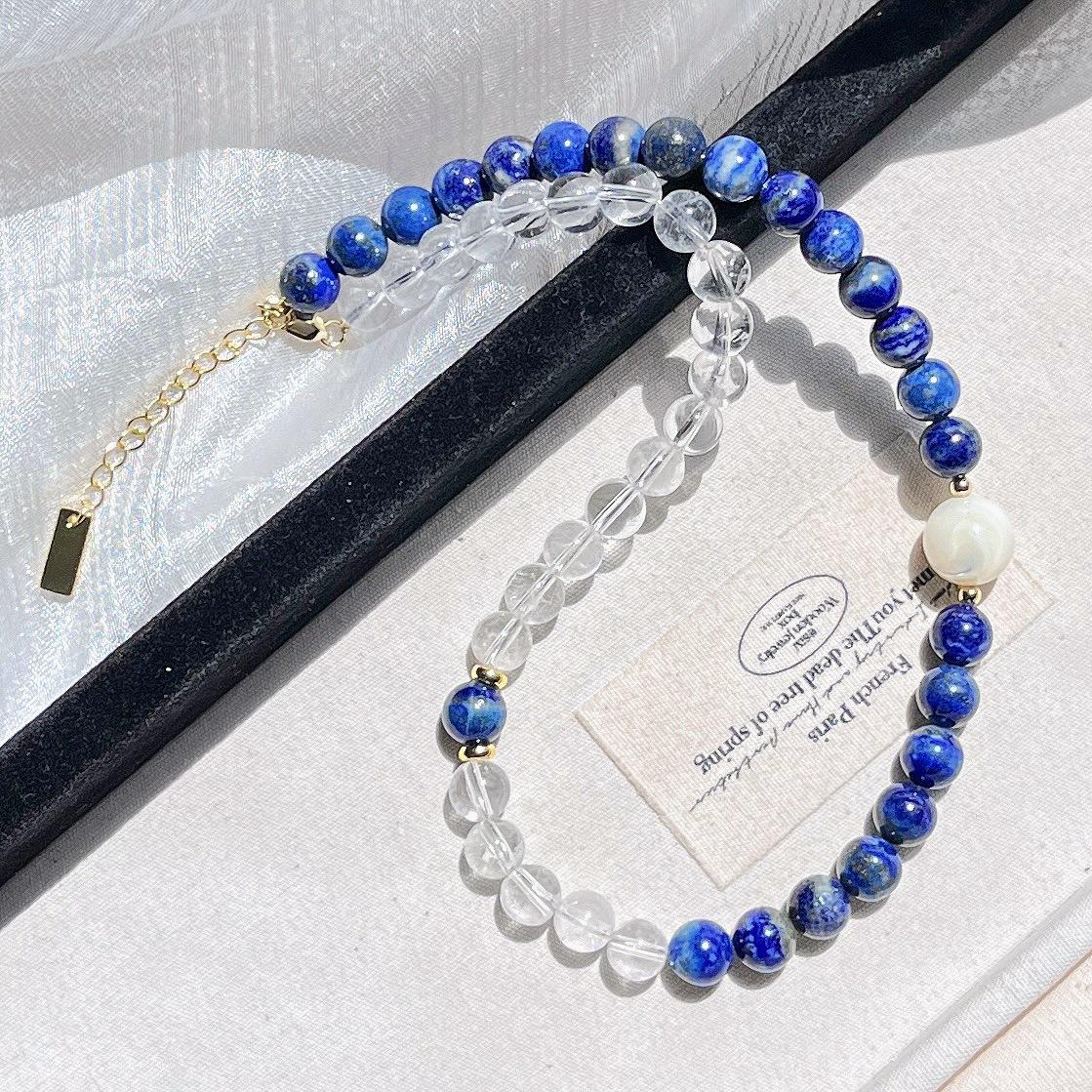 Natural Lapis Lazuli White Crystal Design Necklace Collarbone Chain Sweater Chain
Natural Lapis Lazuli White Crystal Design Necklace Collarbone Chain Sweater Chain