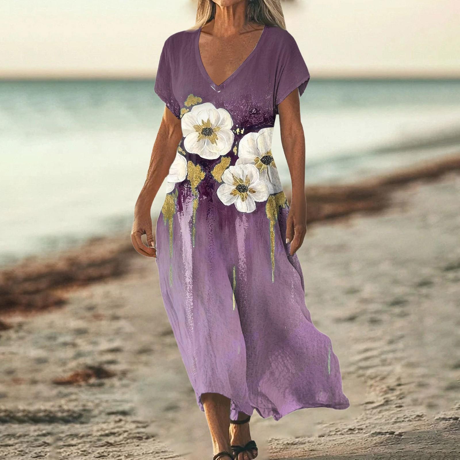 Fashion Women s Summer V-Neck Short Sleeve Floral Print Beach Dress S фіолетовий
Fashion Women s Summer V-Neck Short Sleeve Floral Print Beach Dress S фіолетовий