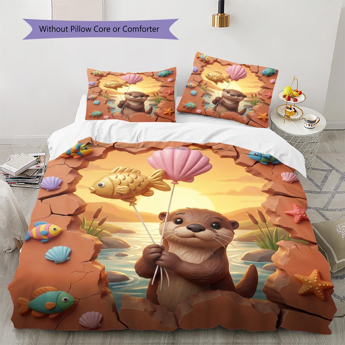 Otter Pattern Bedding Quilt Set Quilt Cover Pillowcase Home Decoration Birthday Gift (1 * duvet cover + 2 * pillowcase, without core) 135x200cm
Otter Pattern Bedding Quilt Set Quilt Cover Pillowcase Home Decoration Birthday Gift (1 * duvet cover + 2 * pillowcase, without core) 135x200cm