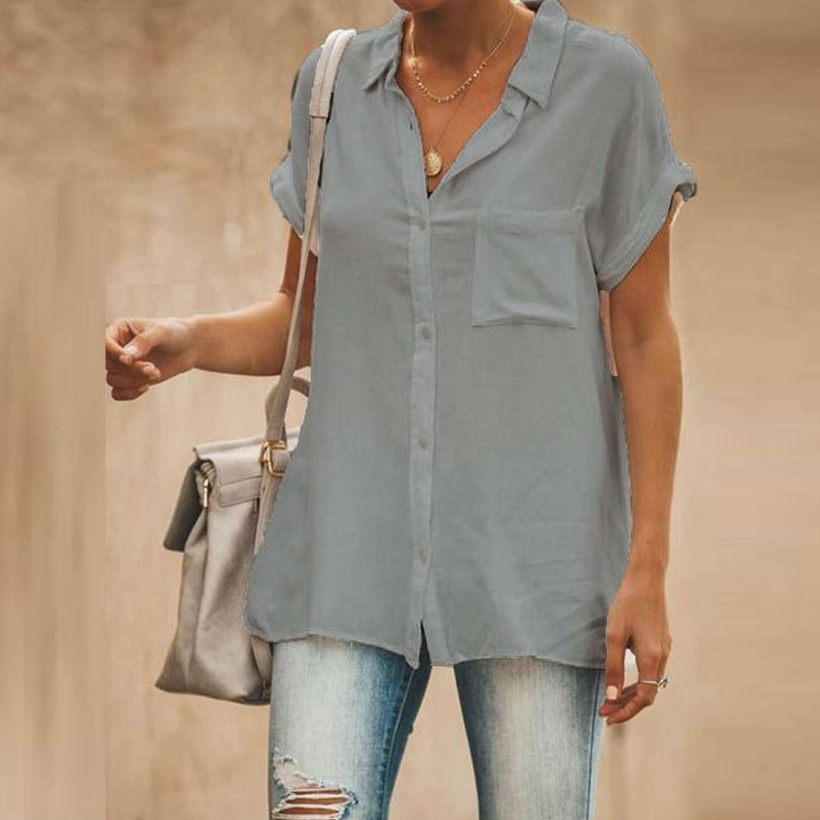 Women s Fashion V-neck Cotton Linen Short Sleeve Hundred Color With Pockets Loose Shirt Top XL
Women s Fashion V-neck Cotton Linen Short Sleeve Hundred Color With Pockets Loose Shirt Top XL