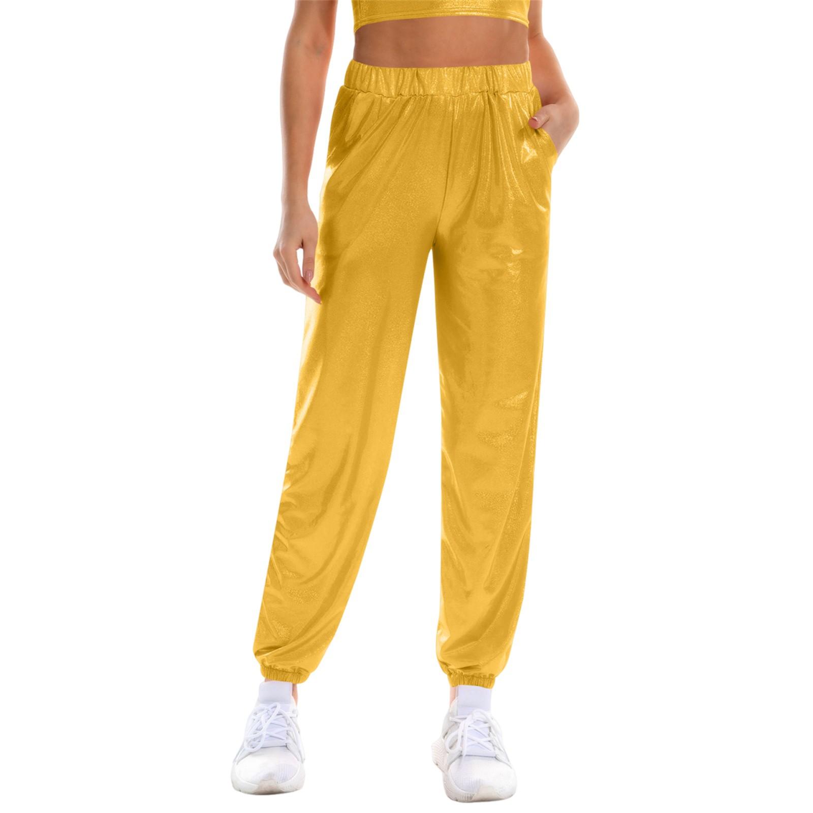 Женские глянцевые повседневные брюки с эластичной талией XL жёлтый
Женские глянцевые повседневные брюки с эластичной талией XL жёлтый