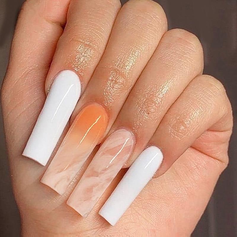 European & American Marble Style Handmade Long Press-On Nails - Women s Fashionable Temperament Tips
European & American Marble Style Handmade Long Press-On Nails - Women s Fashionable Temperament Tips