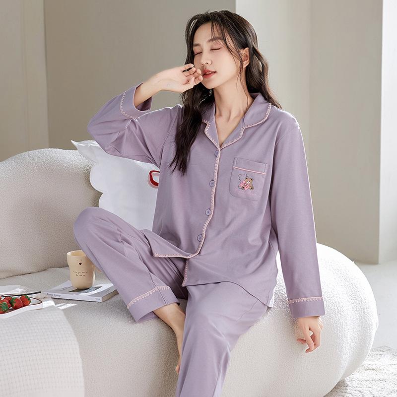 Женская пижама из чистого хлопка - Кардиган с лацканами, Длинный рукав, Корейский стиль, Большой размер, Повседневный домашний комплект для осени XL (165-170cm, 115-135 jin)
Женская пижама из чистого хлопка - Кардиган с лацканами, Длинный рукав, Корейский стиль, Большой размер, Повседневный домашний комплект для осени XL (165-170cm, 115-135 jin)