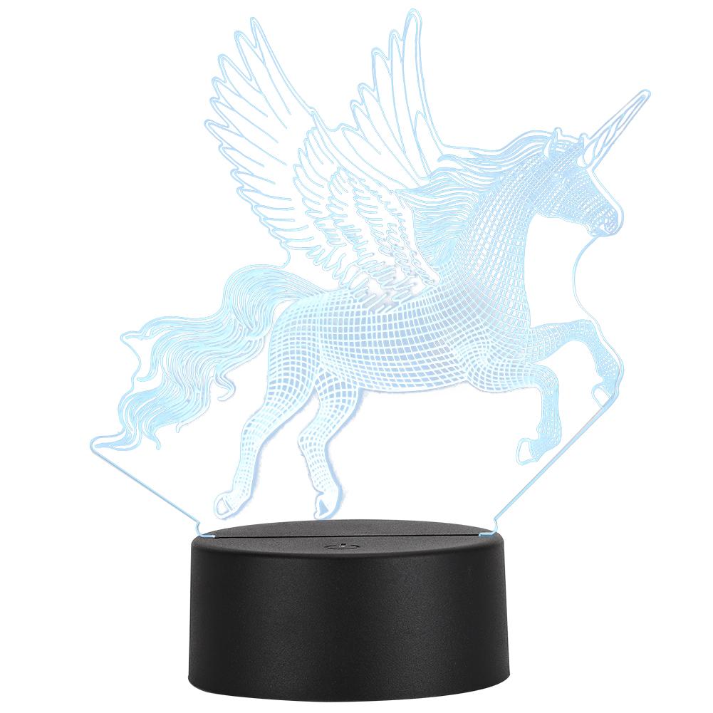 3D Ночник Тип Единорог USB Светодиодная Лампа Сенсорный Выключатель Настольная Настольная Лампа Подарок