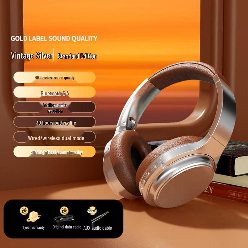 M901 Retro Over-Ear Metal Bluetooth 5.3 Headphones - Sports Model, Long Battery Life, Retro Style срібний/коричневий
M901 Retro Over-Ear Metal Bluetooth 5.3 Headphones - Sports Model, Long Battery Life, Retro Style срібний/коричневий