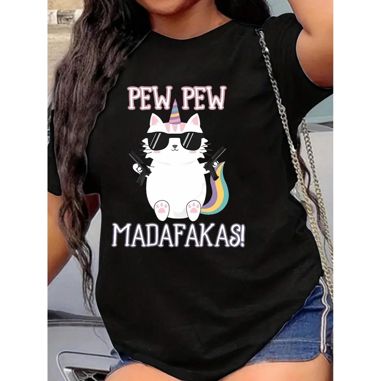 cat Plus size women s round neck short sleeve T-shirt with elastic half sleeves and trendy prints XXXXXL чорний
cat Plus size women s round neck short sleeve T-shirt with elastic half sleeves and trendy prints XXXXXL чорний