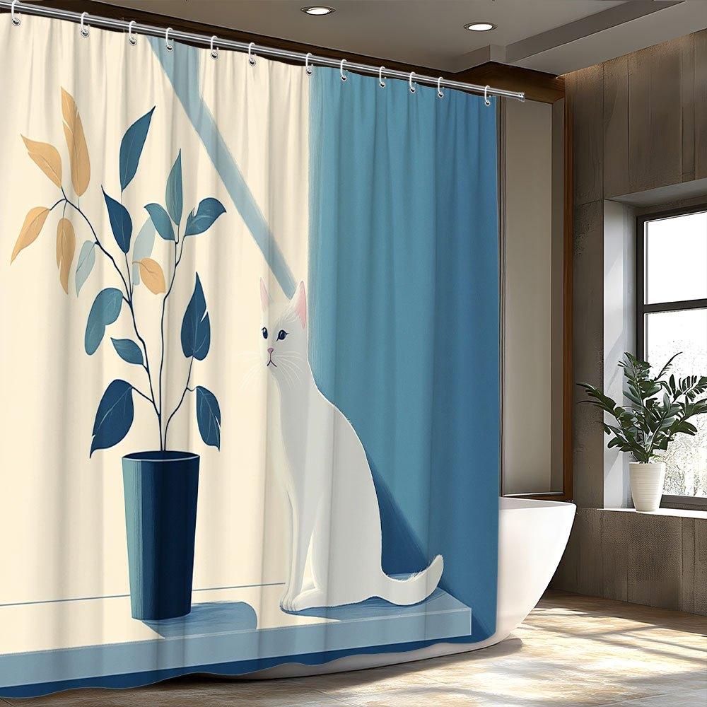 1Pc White Cat On Sill With Potted Plant Shower Curtain, Woven, Machine Washable, Washable, For Bathroom, All-Season W60H190(CM)-1 Pcs
1Pc White Cat On Sill With Potted Plant Shower Curtain, Woven, Machine Washable, Washable, For Bathroom, All-Season W60H190(CM)-1 Pcs