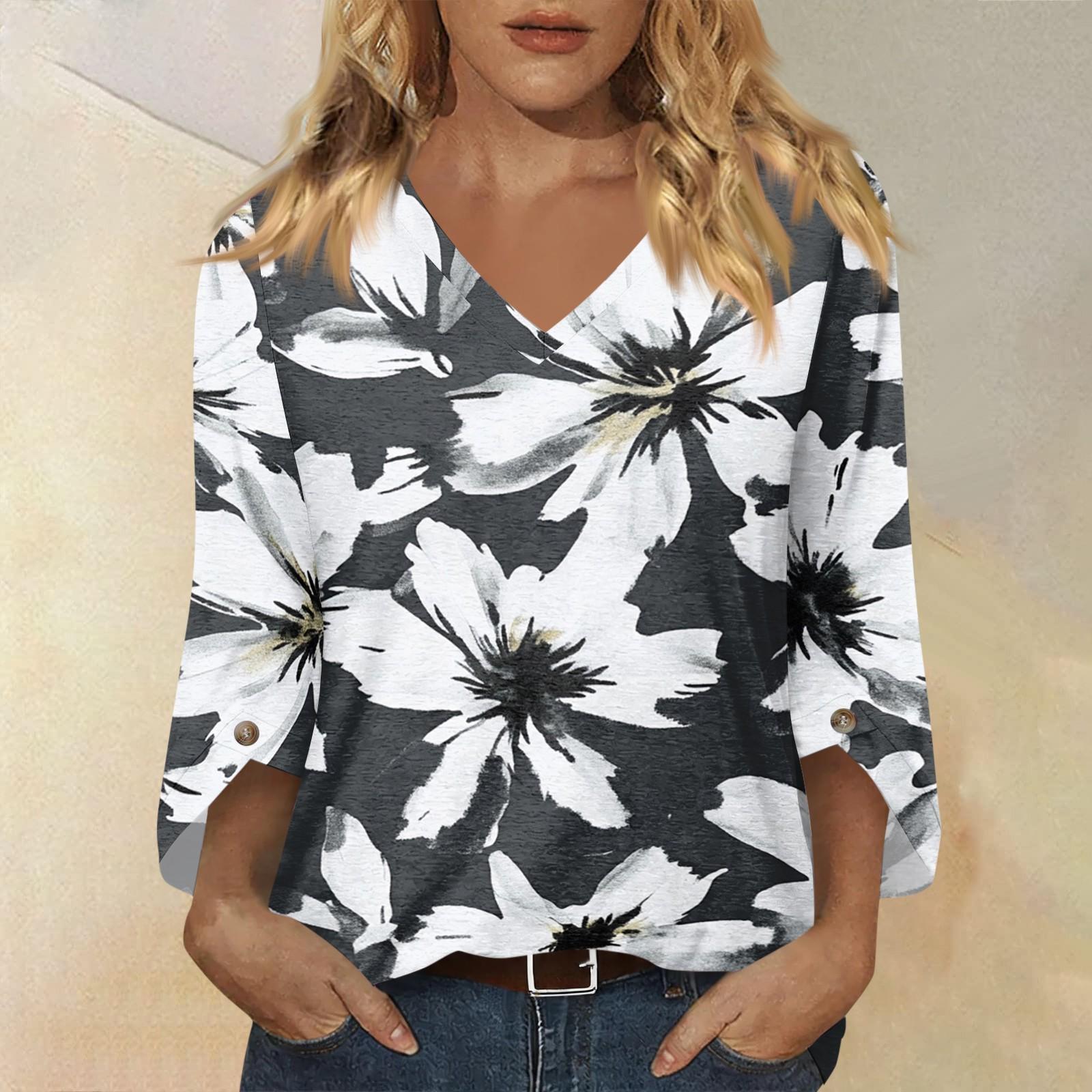 Womens V Neck Three Quarter Sleeve Floral Print Casual Loose Fit Top Comfortable Lightweight Blouse for Daily Wear Office and Travel XXXL белый
Womens V Neck Three Quarter Sleeve Floral Print Casual Loose Fit Top Comfortable Lightweight Blouse for Daily Wear Office and Travel XXXL белый