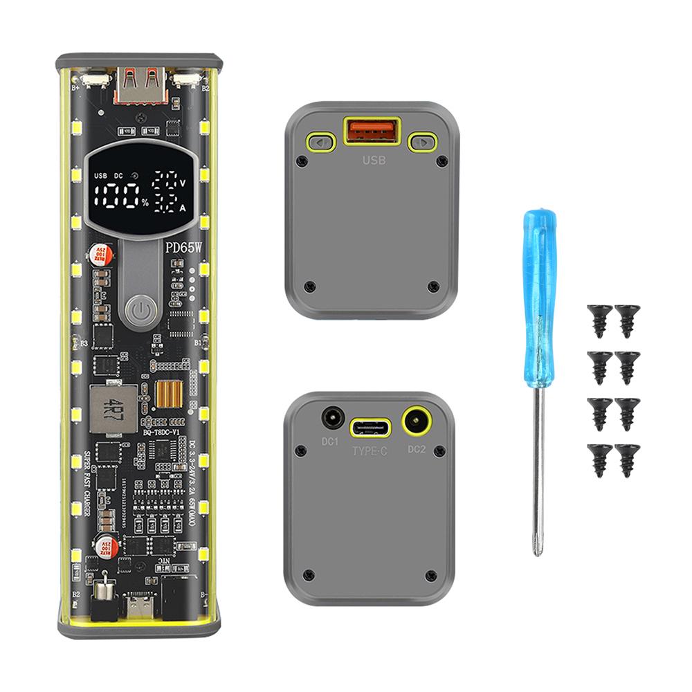 DIY Power Bank Case PD65W Powerbank Case 18650 LED Screen Transparent Battery Storage Shell
DIY Power Bank Case PD65W Powerbank Case 18650 LED Screen Transparent Battery Storage Shell