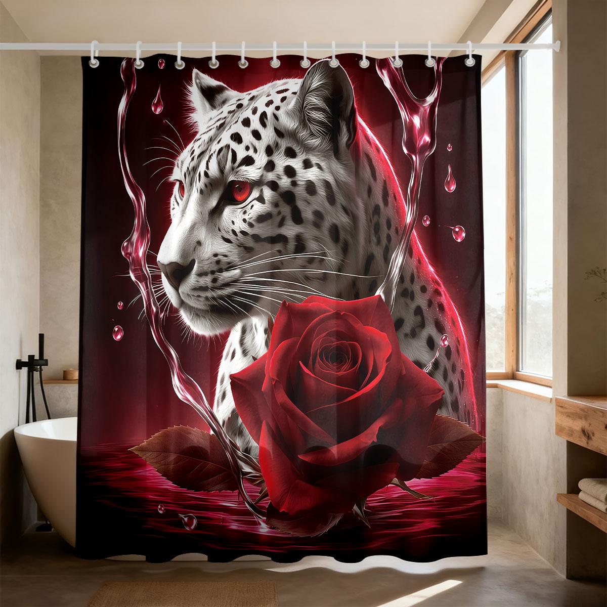 Leopard Tiger Shower Curtain Wildlife Animal Rose Floral Print Waterproof Fabric Bathroom Decor With Hooks W60H190(CM)-1 Pcs
Leopard Tiger Shower Curtain Wildlife Animal Rose Floral Print Waterproof Fabric Bathroom Decor With Hooks W60H190(CM)-1 Pcs