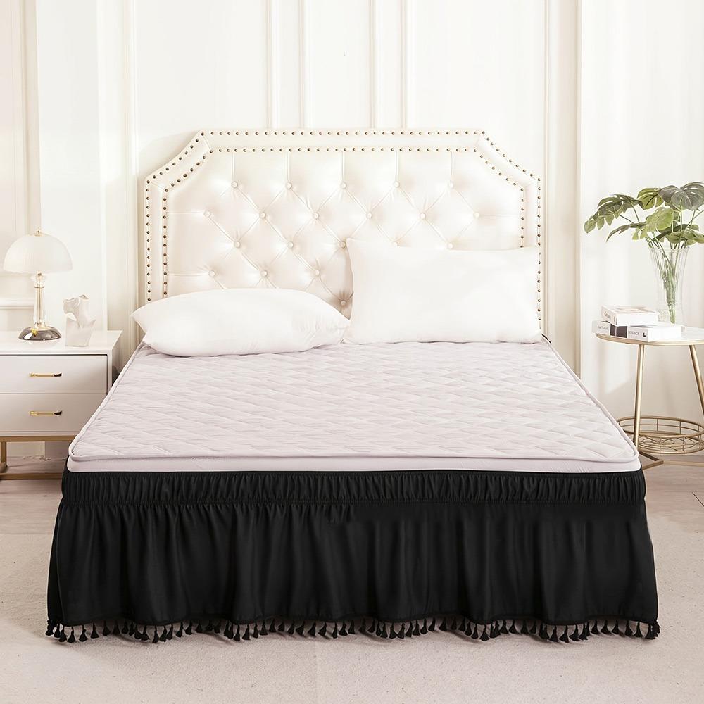 Solid Color Bed Skirts Fade Resistant Bed Ruffles Wrap Creative Tassel Bed Skirt Bedding Accessory 137*190cm-Type1-black
Solid Color Bed Skirts Fade Resistant Bed Ruffles Wrap Creative Tassel Bed Skirt Bedding Accessory 137*190cm-Type1-black