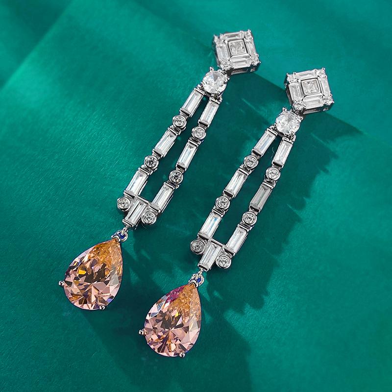 Лулу Тонг Европейско-американские Падпараджа 5 карат Высокоуглеродистые бриллиантовые серьги-подвески в форме капли с кисточками 925 Silver
Лулу Тонг Европейско-американские Падпараджа 5 карат Высокоуглеродистые бриллиантовые серьги-подвески в форме капли с кисточками 925 Silver